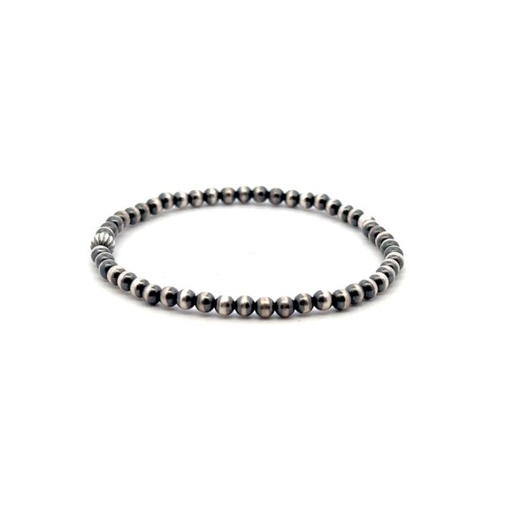 925 Sterling Silver Authentic Navajo Beads 3mm-4mm Stretch Bracelet Minimalist - Picture 3 of 9